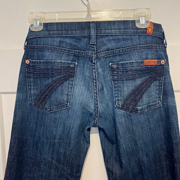 7 For All Mankind Dojo Crop Denim Jeans Capri Wide Leg Dark Wash Size 26* Retro - Picture 3 of 12